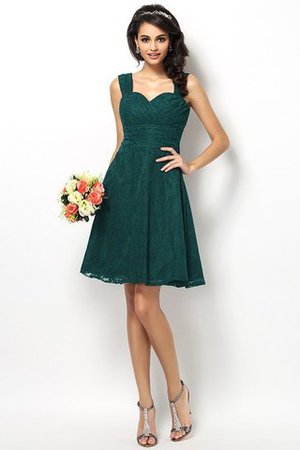 Satin Prinzessin Ärmelloses Breiter Träger Brautjungfernkleid mit Bordüre - Bild 9