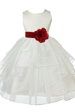 Duchesse-Linie A-Linie kurze Ärmeln bodenlanges knöchellanges Blumenmädchenkleid - Bild 1