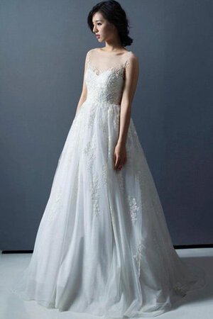 Vestido de Novia de Corte-A en Tul de Sin mangas de Apliques de Cola Corte - Foto 1