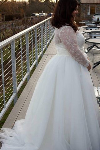 Robe de mariée facile longue avec perle textile en tulle ligne a - Photo 2