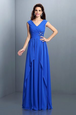 Normale Taille Prinzessin Bodenlanges Abendkleid mit V-Ausschnitt mit Drapierung - Bild 1