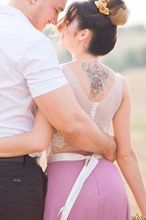 Abito da Damigella in Chiffon Semplice con Applique in pizzo con Piega A Terra - Foto 2