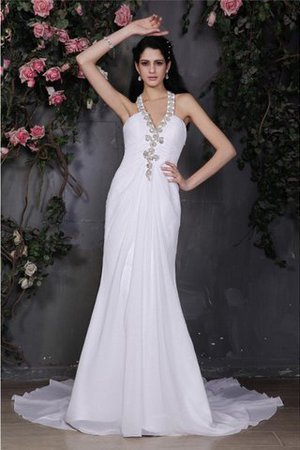 Chiffon Gericht Schleppe Empire Taille Schlichtes Brautkleid mit Rüschen - Bild 1