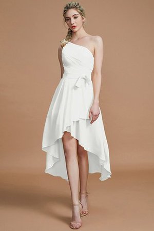 Robe demoiselle d'honneur courte avec zip manche nulle asymétrique avec chiffon - Photo 21