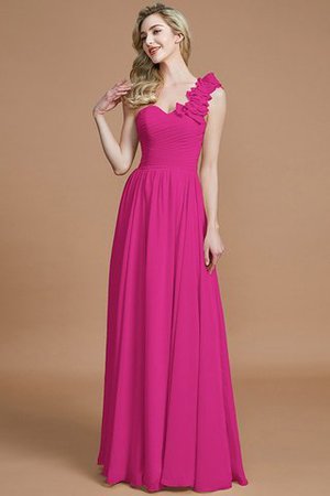 Ärmelloses Natürliche Taile A Linie Bodenlanges Brautjungfernkleid mit Einem Schulter - Bild 16