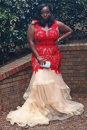 Gericht Schleppe Ärmelloses Meerjungfrau Stil Organza Ballkleid für Übergröße - Bild 1