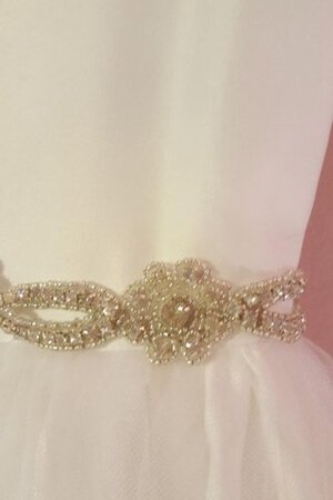 Abito da Cerimonia Bambini con Nastro A-Line con Increspature Barchetta decorato con Piega - Foto 5