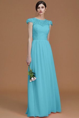 Robe demoiselle d'honneur naturel ligne a fermeutre eclair en chiffon col ras du cou - Photo 9