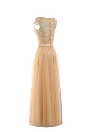 Normale Taille Spitze Prinzessin V-Ausschnitt bodenlanges Brautmutterkleid aus Kunstseide - Bild 7