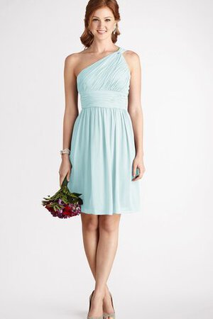 Ein Schulter trägerloser Ausschnitt Chiffon A-Line mini Brautjungfernkleid - Bild 1