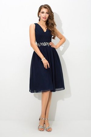 Breiter Träger Chiffon Ärmelloses Kurzes Cocktailkleid mit Spaghettiträger - Bild 3