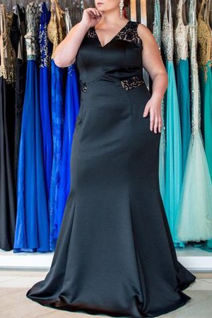 Übergröße Normale Taille Sweep train Ballkleid mit V-Ausschnitt ohne Ärmeln - Bild 1