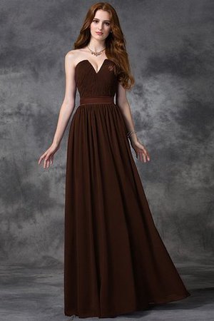 Robe demoiselle d'honneur longue manche nulle de col en cœur avec chiffon a-ligne - Photo 6