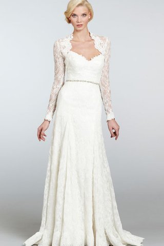 Abito da Sposa in pizzo in Pizzo con Perline Semplice con Maniche Lunghe Queen Anne - Foto 1