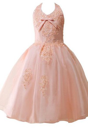 Robe de cortège enfant eclaté decoration en fleur dénudé avec sans manches a-ligne - Photo 1