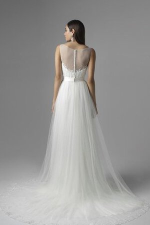 A linie Tüll Ärmelloses bodenlanges Brautkleid mit Applike - Bild 5