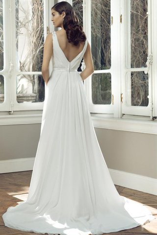 Abito da Sposa con Piega in Chiffon stravagante V-Scollo Senza Maniche Naturale - Foto 2