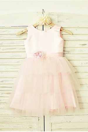Natürliche Taile A-Line Prinzessin Tüll Blumenmädchenkleid mit Blume - Bild 1