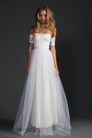 Abito da Sposa con Piega in pizzo in Tulle Romantico classico in Pizzo - Foto 3