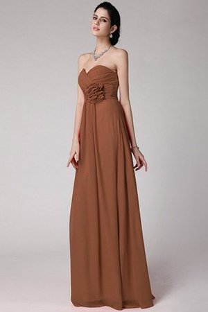 Robe demoiselle d'honneur longue plissage avec fleurs col en forme de cœur gaine - Photo 4