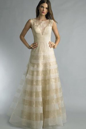 Robe de bal naturel jusqu'au sol col ras du cou appliques a-ligne - Photo 1