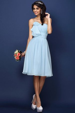Drapiertes Natürliche Taile Plissiertes Brautjungfernkleid aus Chiffon ohne Ärmeln - Bild 18