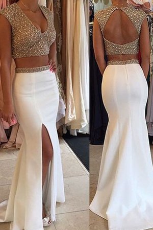 Sweep Zug Ärmellos Satin Anständiges Abendkleid mit Natürlicher Taille - Bild 1
