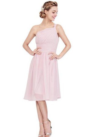 Gerüschtes Ein Schulter Chiffon Reißverschluss knielanges Abiballkleid ohne Ärmeln - Bild 1