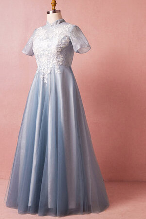 Unverwechselbar Hoher Kragen Tüll Ballkleid mit Bordüre aus Satin - Bild 6