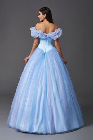 Robe de quinceanera naturel longue d'epaule ecrite manche nulle avec perle - Photo 2