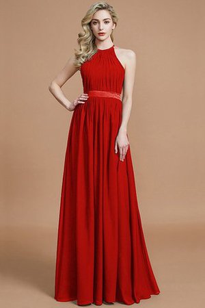 Robe demoiselle d'honneur manche nulle avec zip ruché jusqu'au sol en chiffon - Photo 28
