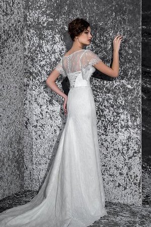 Robe de mariée intemporel modeste avec manche courte de traîne moyenne avec perle - Photo 2