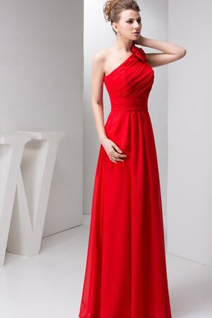 Chiffon Ein Schulter schlichtes bodenlanges luxus Brautjungfernkleid mit Blume - Bild 6