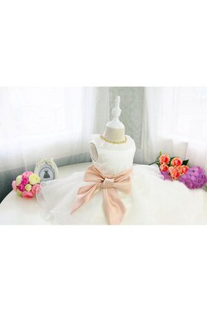 Plissiertes gerüschtes Schaufel-Ausschnitt knielanges kurzes Blumenmädchenkleid - Bild 1