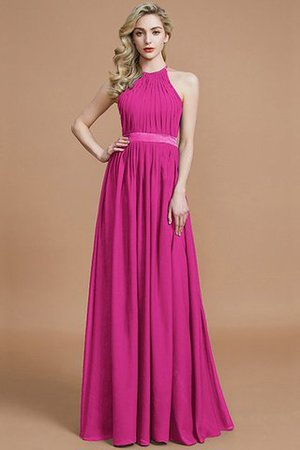 Robe demoiselle d'honneur manche nulle avec zip ruché jusqu'au sol en chiffon - Photo 16