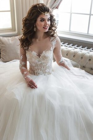 Robe de mariée naturel trou serre de lotus de mode de bal en tulle - Photo 4