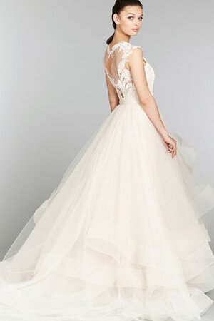 Tüll normale Taille Duchesse-Linie tiefer V-Ausschnitt bodenlanges Brautkleid mit Bordüre - Bild 4