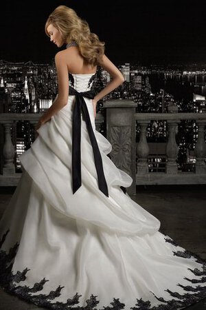 Normale Taille pick up A-Linie langes Brautkleid mit Schleife aus Organza - Bild 2