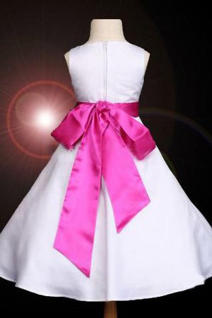 Robe de cortège enfant avec fleurs en satin manche nulle avec zip de princesse - Photo 2