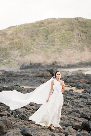 Robe de mariée naturel avec chiffon jusqu'au sol fermeutre eclair a plage - Photo 2