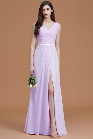 Normale Taille Gerüschtes Prinzessin Bodenlanges Brautjungfernkleid ohne Ärmeln - Bild 25