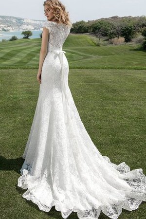 Robe de mariée simple delicat de traîne moyenne avec manche épeules enveloppants avec perle - Photo 2