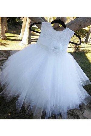 Tüll A-Line Ärmellos geschichtes Blumenmädchenkleid mit Bordüre mit Blume - Bild 2