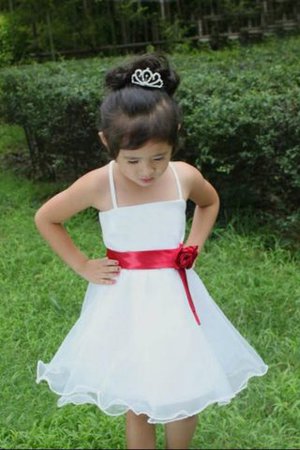 Robe de cortège enfant courte en organza avec sans manches a-ligne avec fleurs - Photo 2