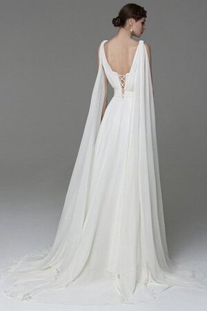 Sencillo Vestido de Novia en Gasa de Sin mangas de Escote en V de Cola Barriba - Foto 2