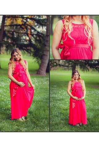 Vestido de Dama de Honor de Corte-A en Gasa de Escote redondo de Hasta el suelo - Foto 2