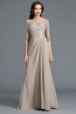 Robe mère de mariée encolure ronde en chiffon avec manche 1/2 jusqu'au sol a-ligne - Photo 1