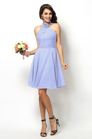 Robe demoiselle d'honneur naturel bref de col haut ligne a de princesse - Photo 17