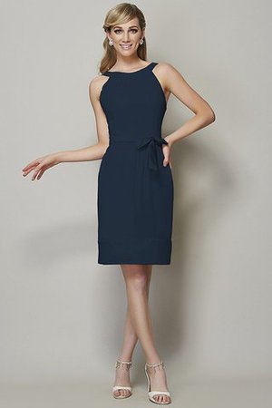 Schaufel-Ausschnitt Reißverschluss Enganliegendes Knielanges Brautjungfernkleid aus Chiffon - Bild 10