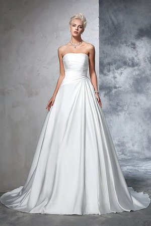 Abito da Sposa in Raso Stravagante Coda A Strascico Cappella Senza Maniche Ball Gown - Foto 3